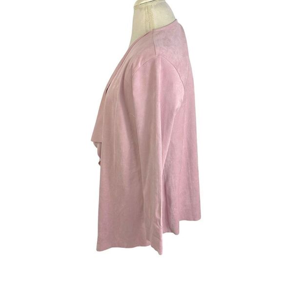 Soft Surroundings Blush Pink Micro Suede Cardigan Drape Open Front Size M - Picture 10 of 12